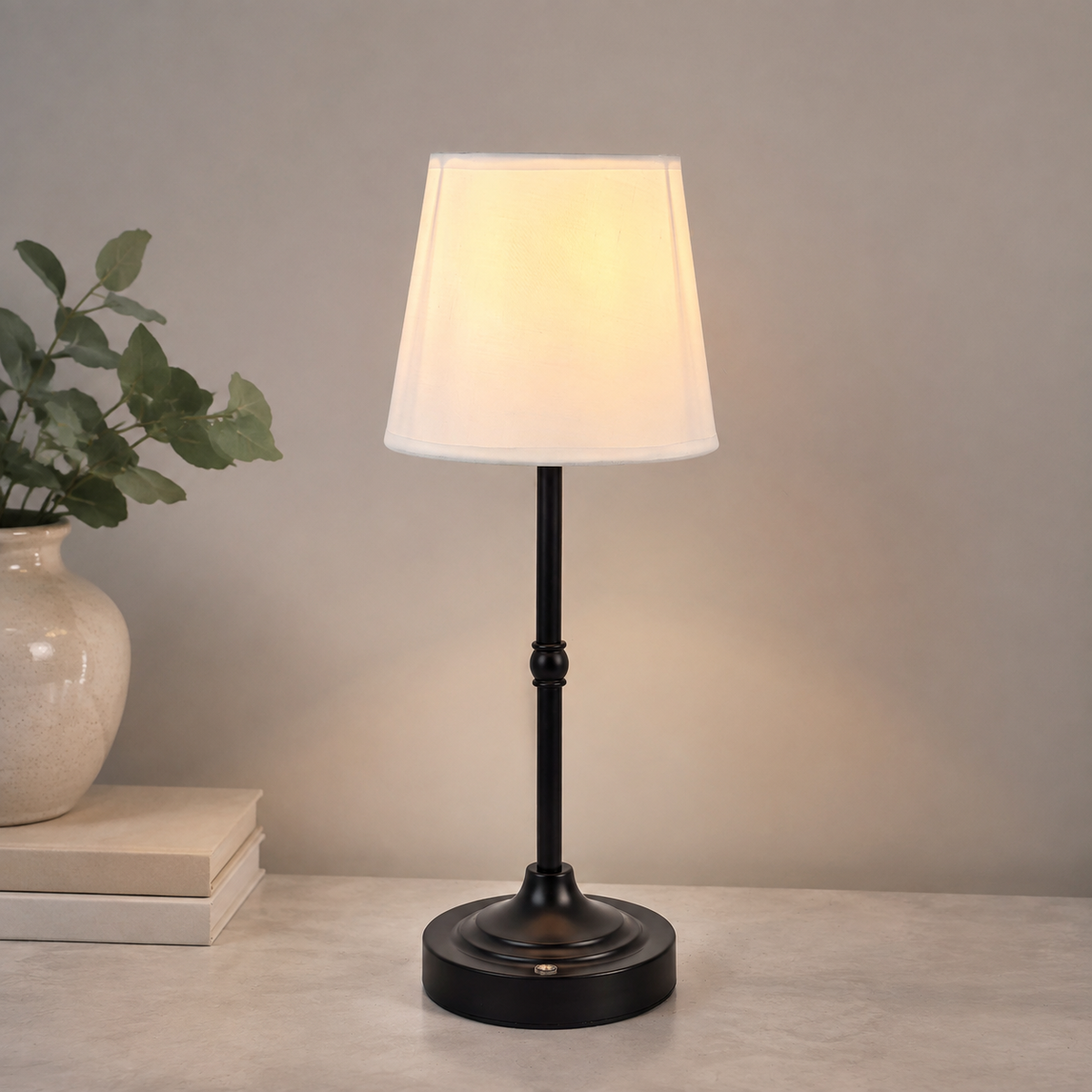 Table Lamp | Cordless Touch Dimmable LED, Metal And Fabric, Brushed Gold 4