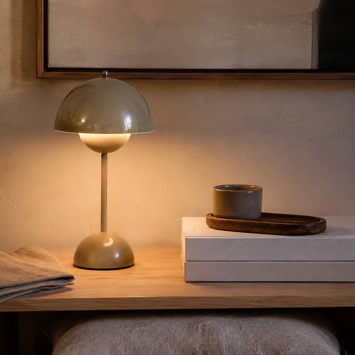 Table Lamp | Dome Shade With Three Brightness Levels, Metal, Gray 1