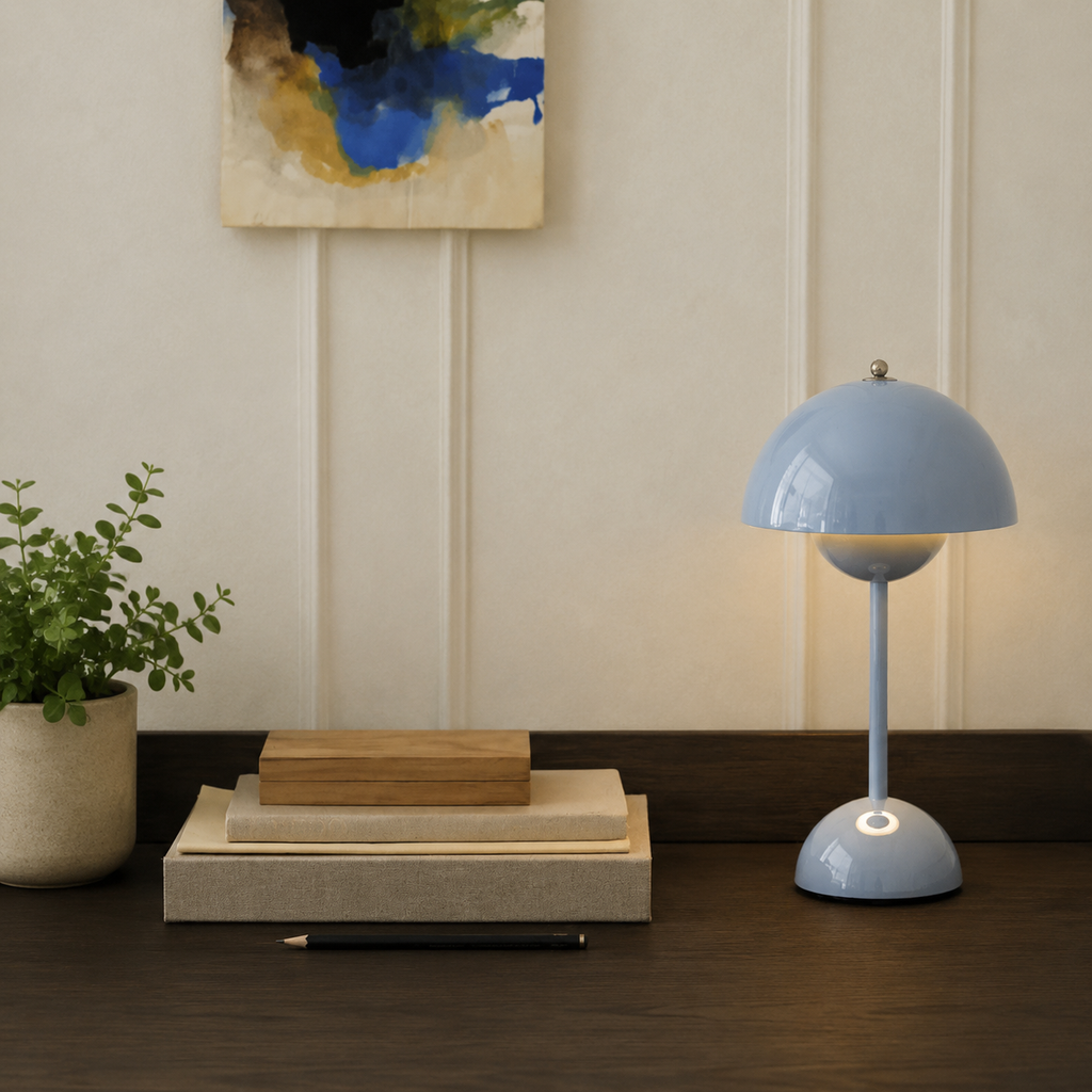 Table Lamp | Dome Shade With Three Brightness Levels, Metal, Gray 11