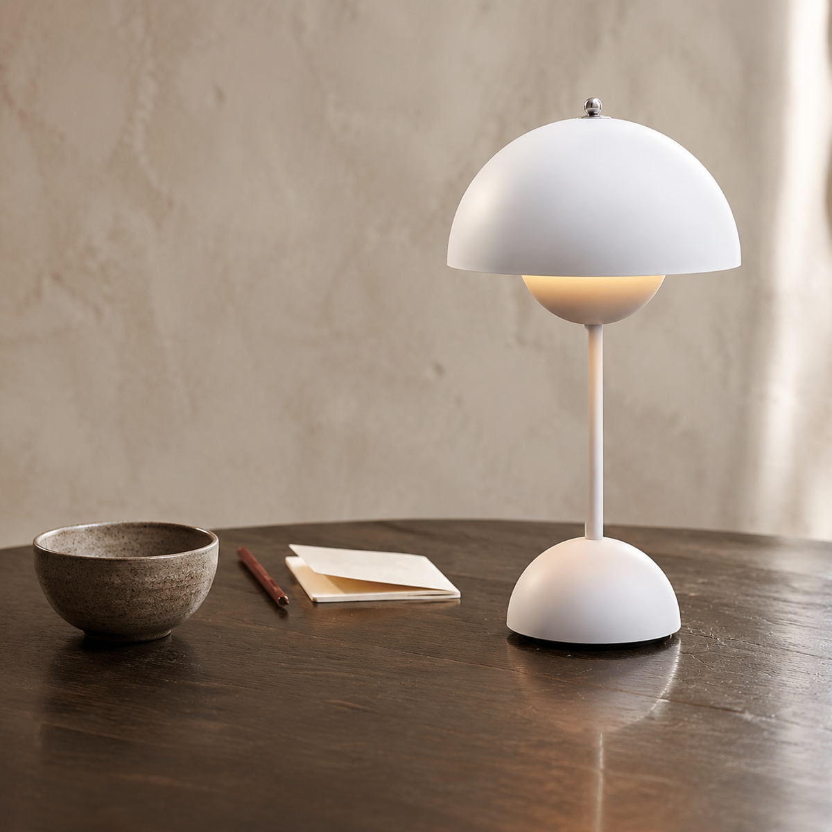 Table Lamp | Dome Shade With Three Brightness Levels, Metal, Gray 7
