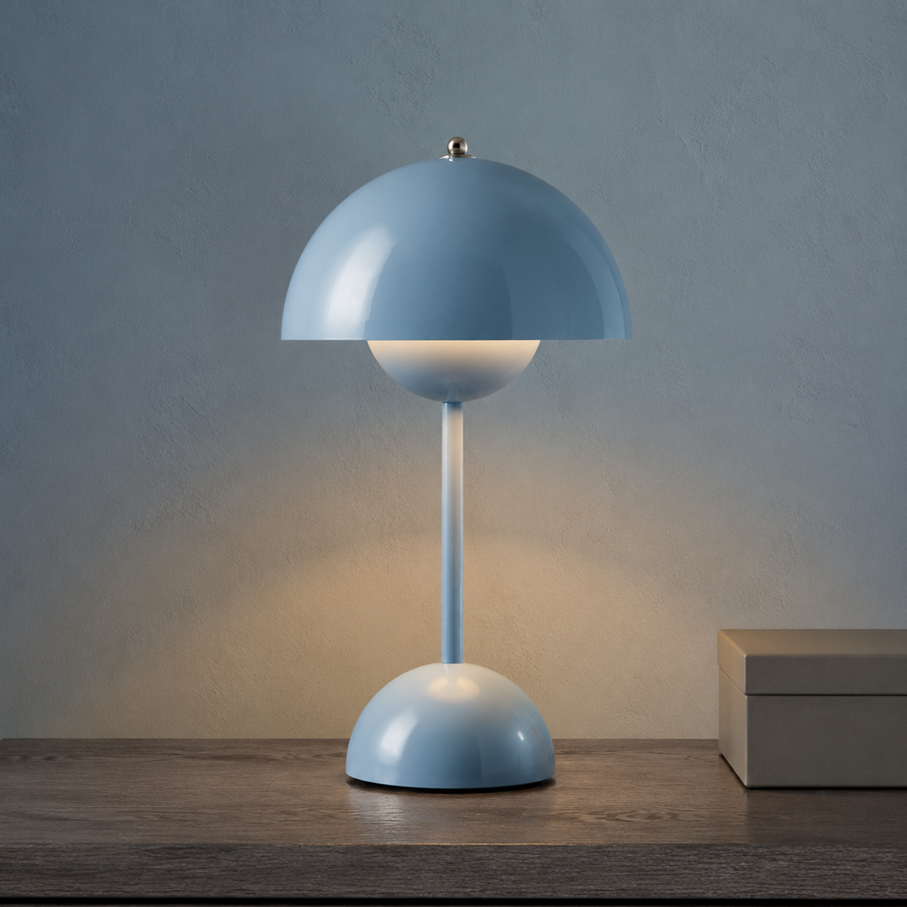 Table Lamp | Dome Shade With Three Brightness Levels, Metal, Gray 8