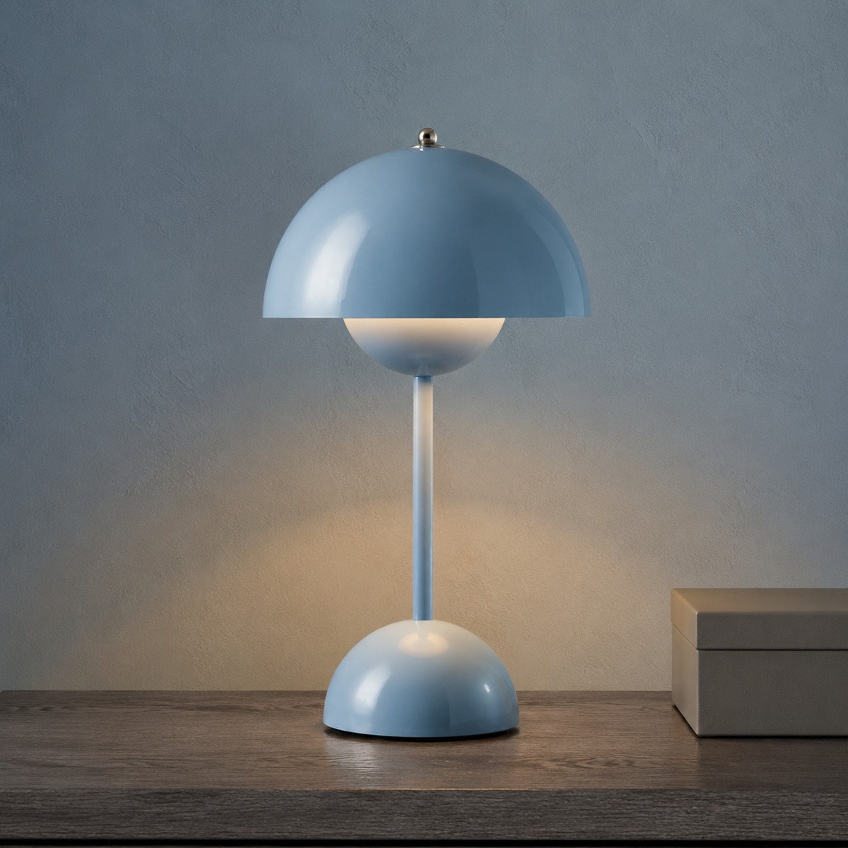 Table Lamp | Dome Shade With Three Brightness Levels, Metal, Gray 8
