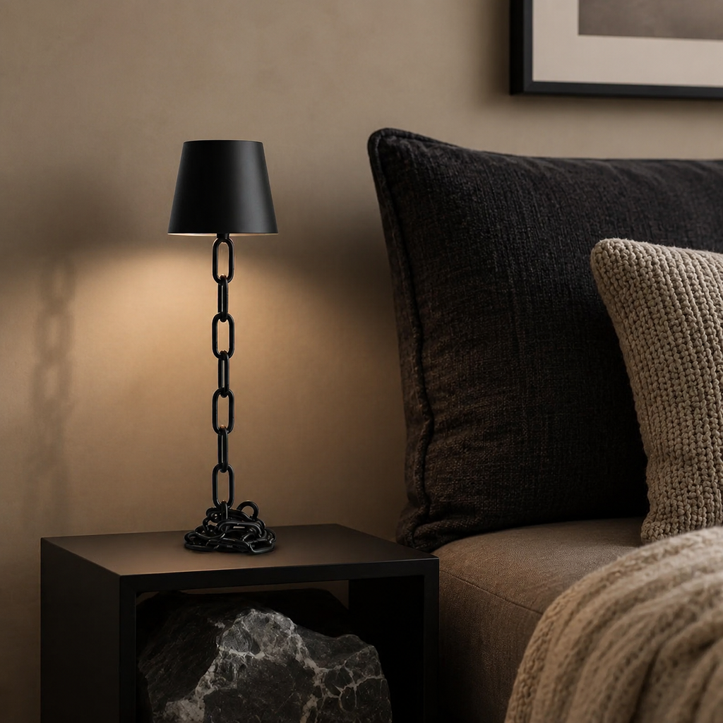 Table Lamp | Rechargeable Chain Link Touch LED Light, Metal, Black 2