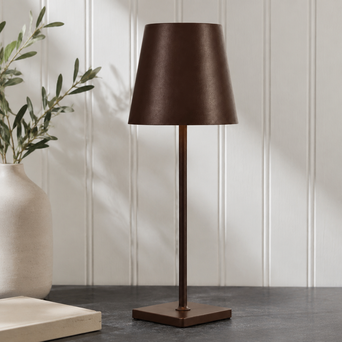 Table Lamp | Rechargeable Touch Control Cordless Light, Metal, Red 4