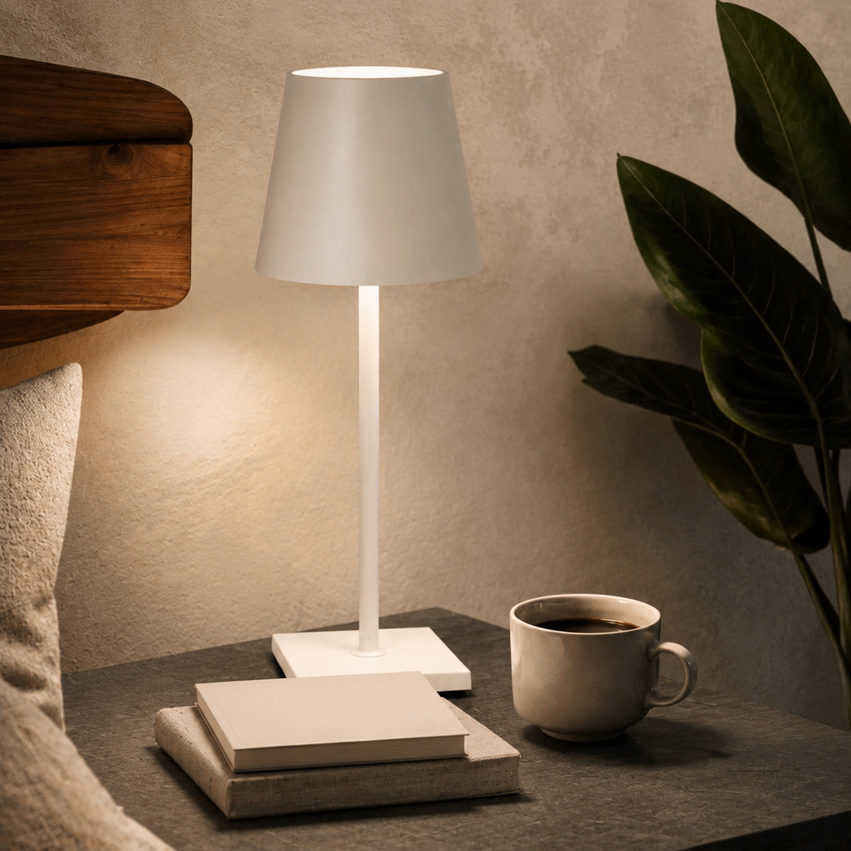 Table Lamp | Rechargeable Touch Control Cordless Light, Metal, Red 5
