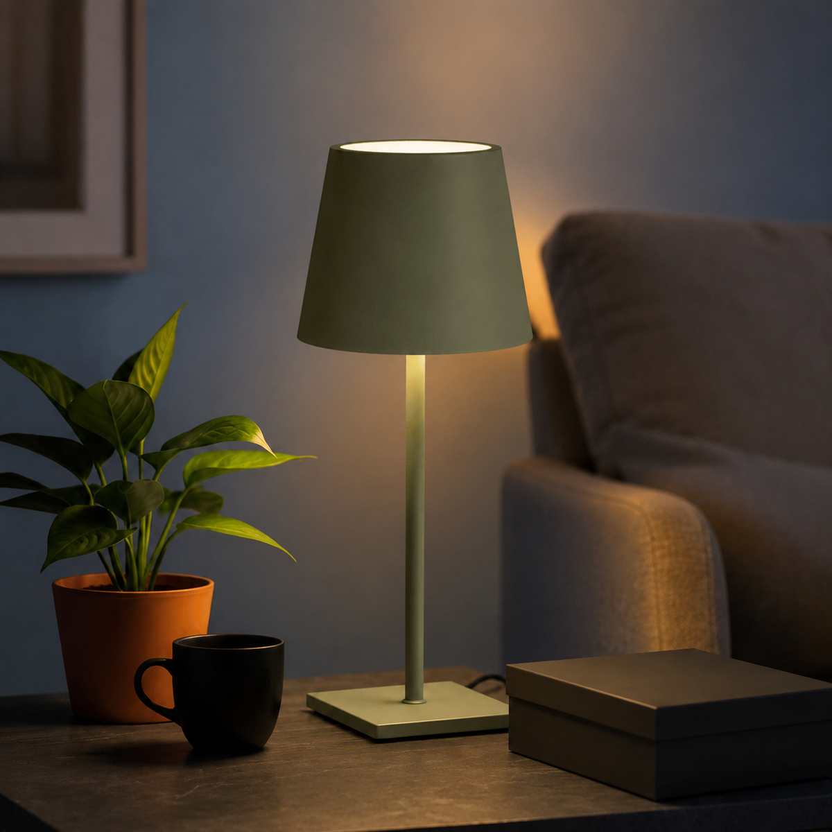 Table Lamp | Rechargeable Touch Control Cordless Light, Metal, Red 8