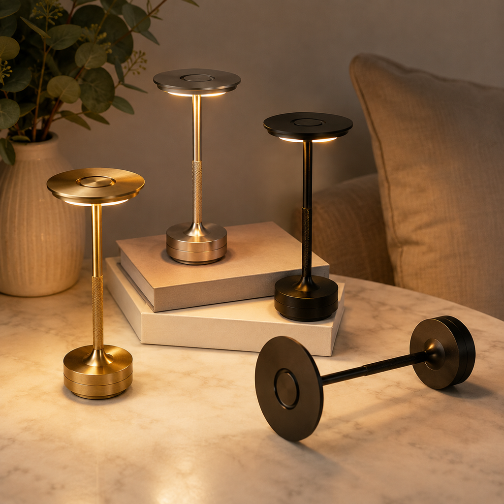Table Lamp | Rechargeable Touch Dimmable LED Light, Aluminum Alloy, Five Finishes 1