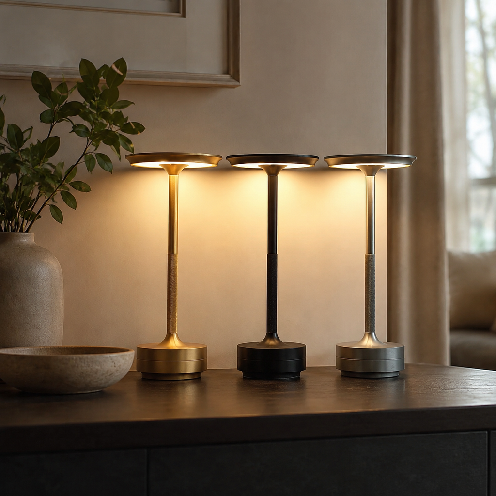 Table Lamp | Rechargeable Touch Dimmable LED Light, Aluminum Alloy, Five Finishes 2