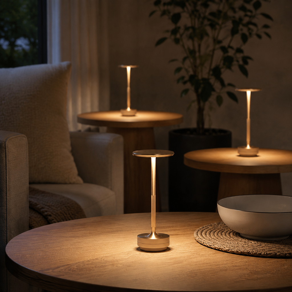 Table Lamp | Rechargeable Touch Dimmable LED Light, Aluminum Alloy, Five Finishes 5