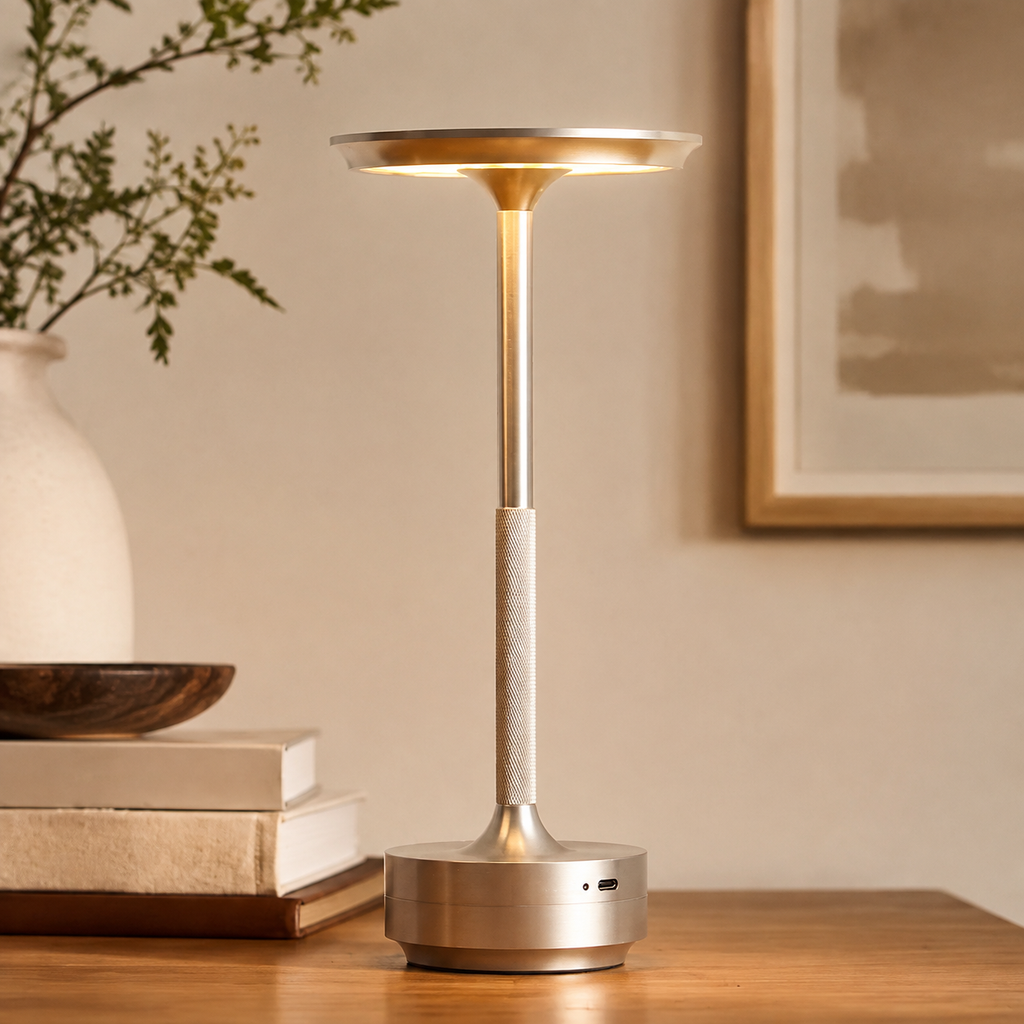 Table Lamp | Rechargeable Touch Dimmable LED Light, Aluminum Alloy, Five Finishes 7