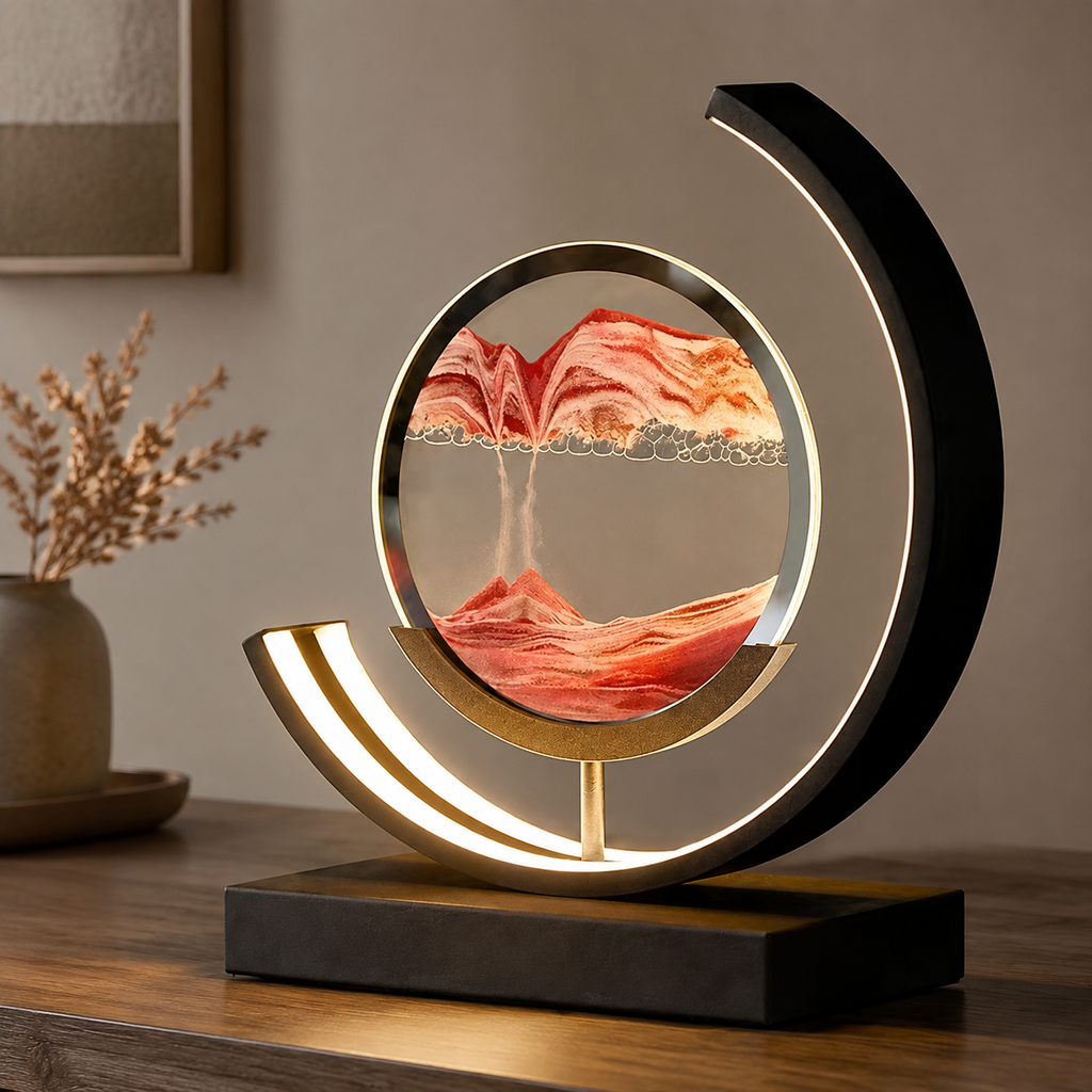 Table Lamp | Rotating Quicksand Art Light, Acrylic And Iron, Warm White 0
