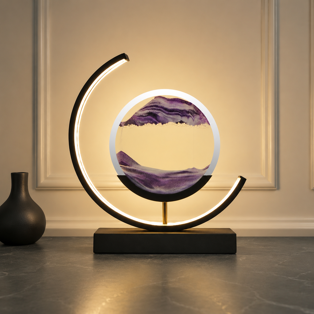 Table Lamp | Rotating Quicksand Art Light, Acrylic And Iron, Warm White 11