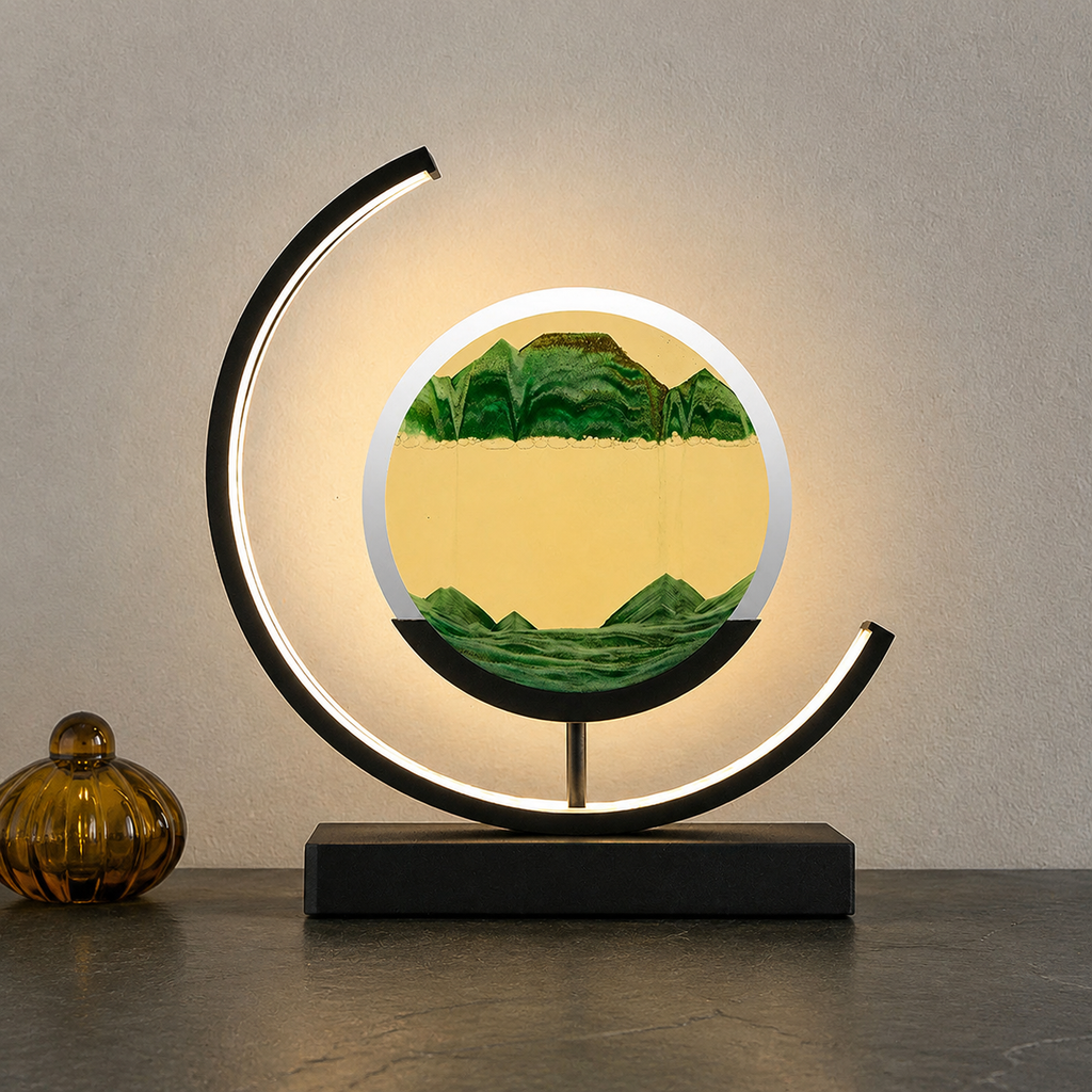 Table Lamp | Rotating Quicksand Art Light, Acrylic And Iron, Warm White 12