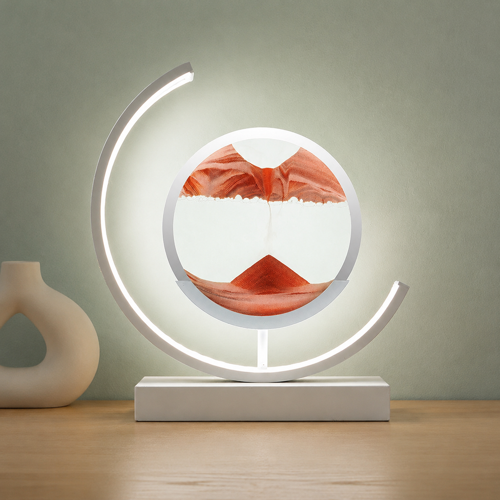 Table Lamp | Rotating Quicksand Art Light, Acrylic And Iron, Warm White 13
