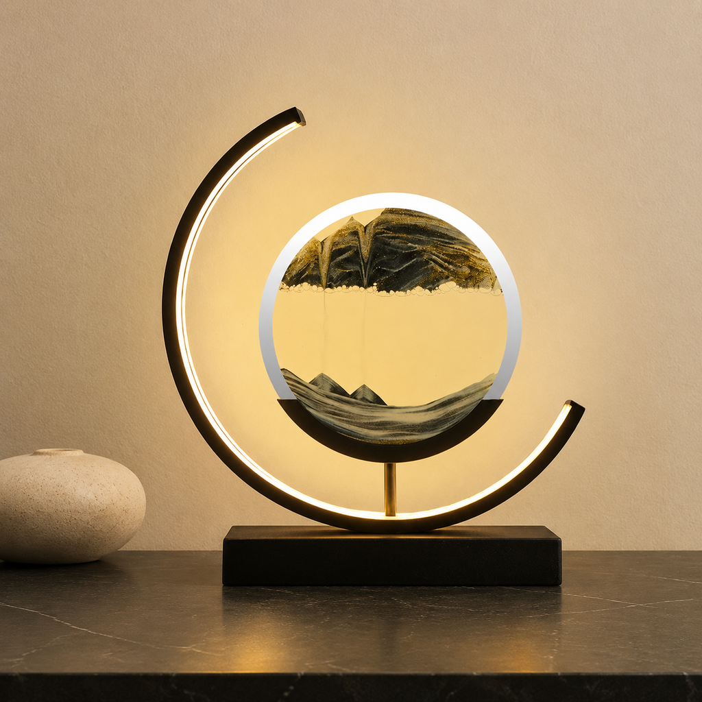 Table Lamp | Rotating Quicksand Art Light, Acrylic And Iron, Warm White 14