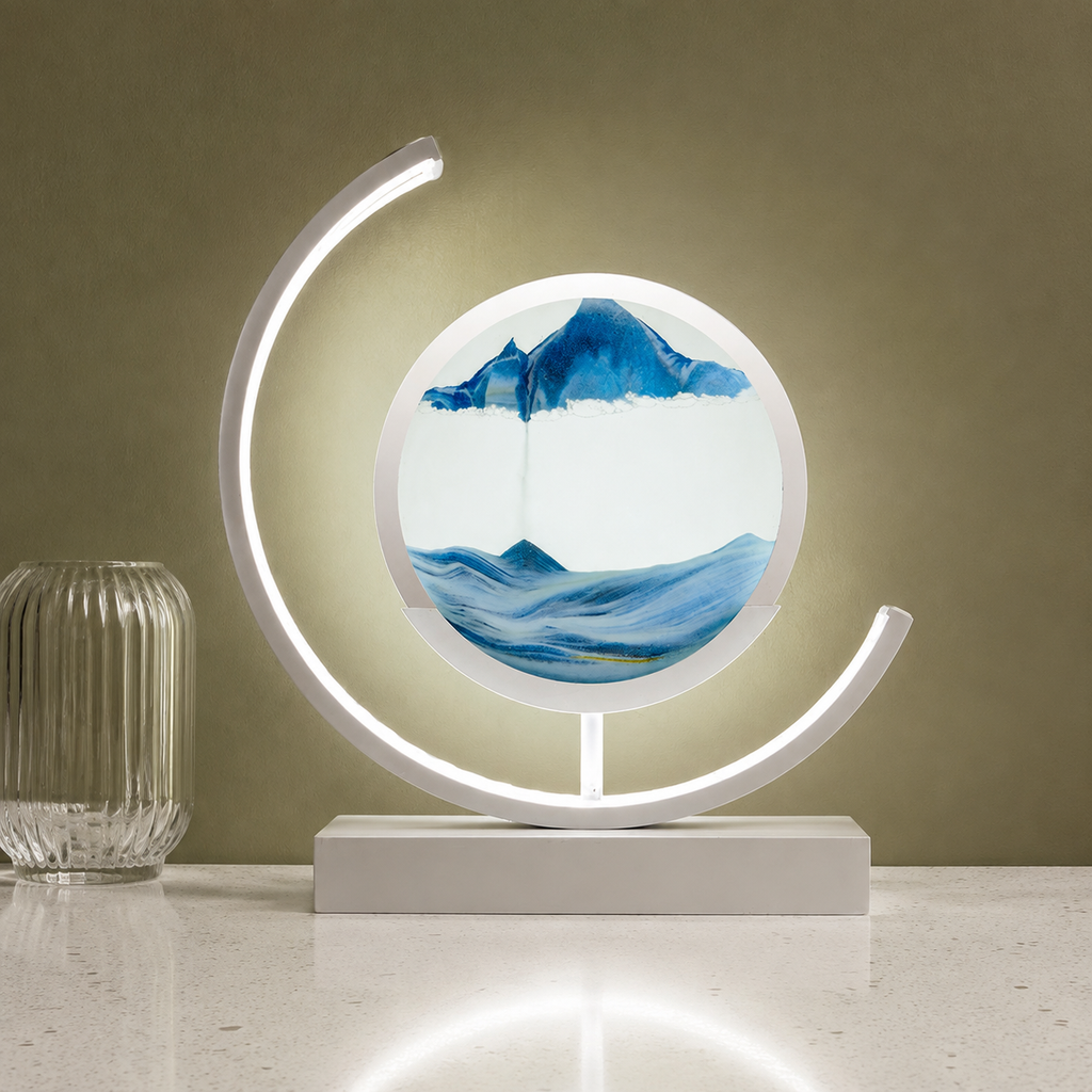 Table Lamp | Rotating Quicksand Art Light, Acrylic And Iron, Warm White 16