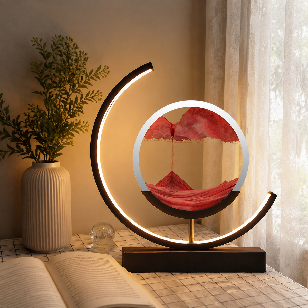 Table Lamp | Rotating Quicksand Art Light, Acrylic And Iron, Warm White 2