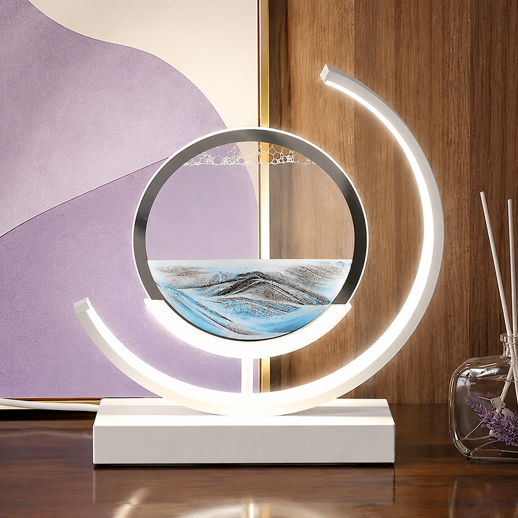 Table Lamp | Rotating Quicksand Art Light, Acrylic And Iron, Warm White 3