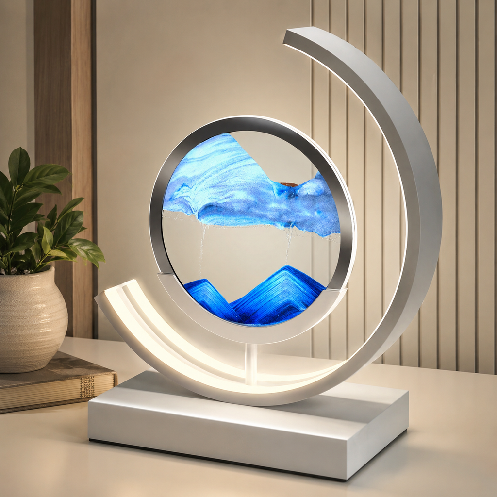 Table Lamp | Rotating Quicksand Art Light, Acrylic And Iron, Warm White 4