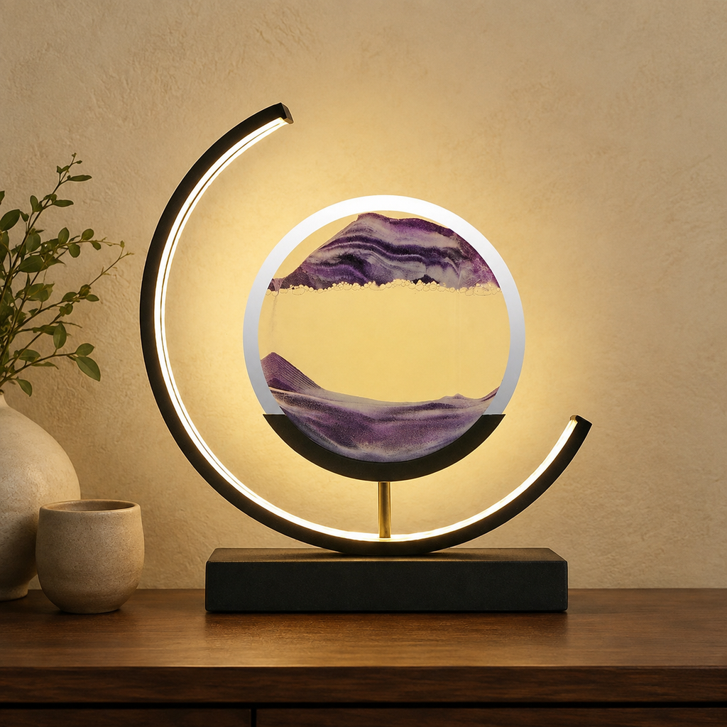 Table Lamp | Rotating Quicksand Art Light, Acrylic And Iron, Warm White 6