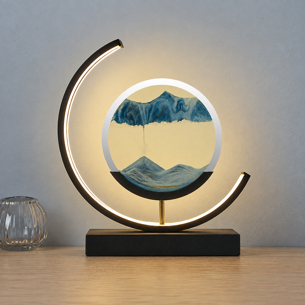 Table Lamp | Rotating Quicksand Art Light, Acrylic And Iron, Warm White 7