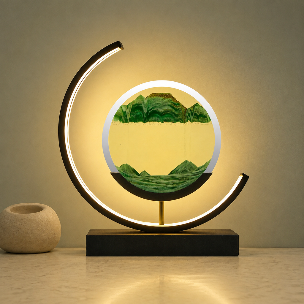 Table Lamp | Rotating Quicksand Art Light, Acrylic And Iron, Warm White 8
