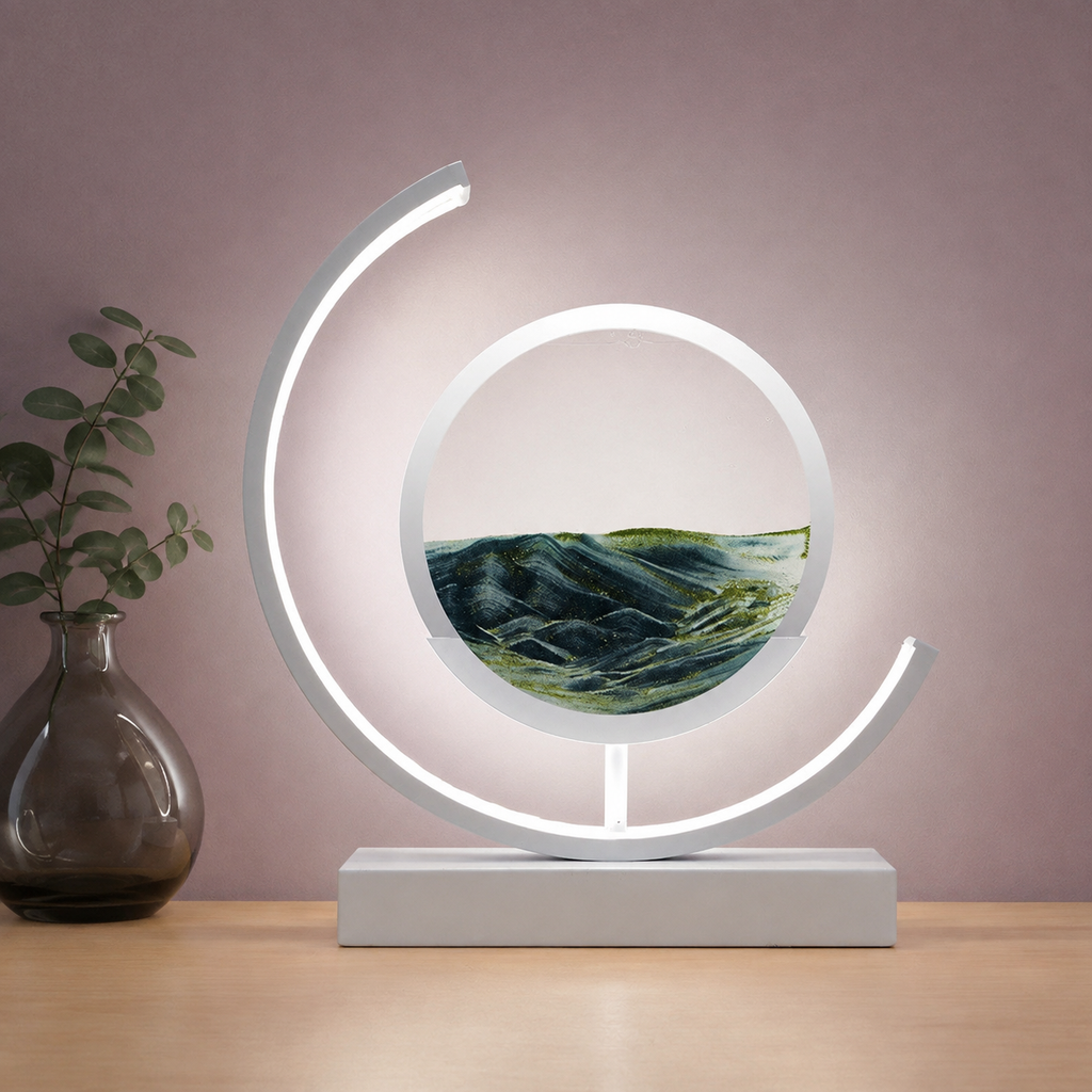 Table Lamp | Rotating Quicksand Art Light, Acrylic And Iron, Warm White 9