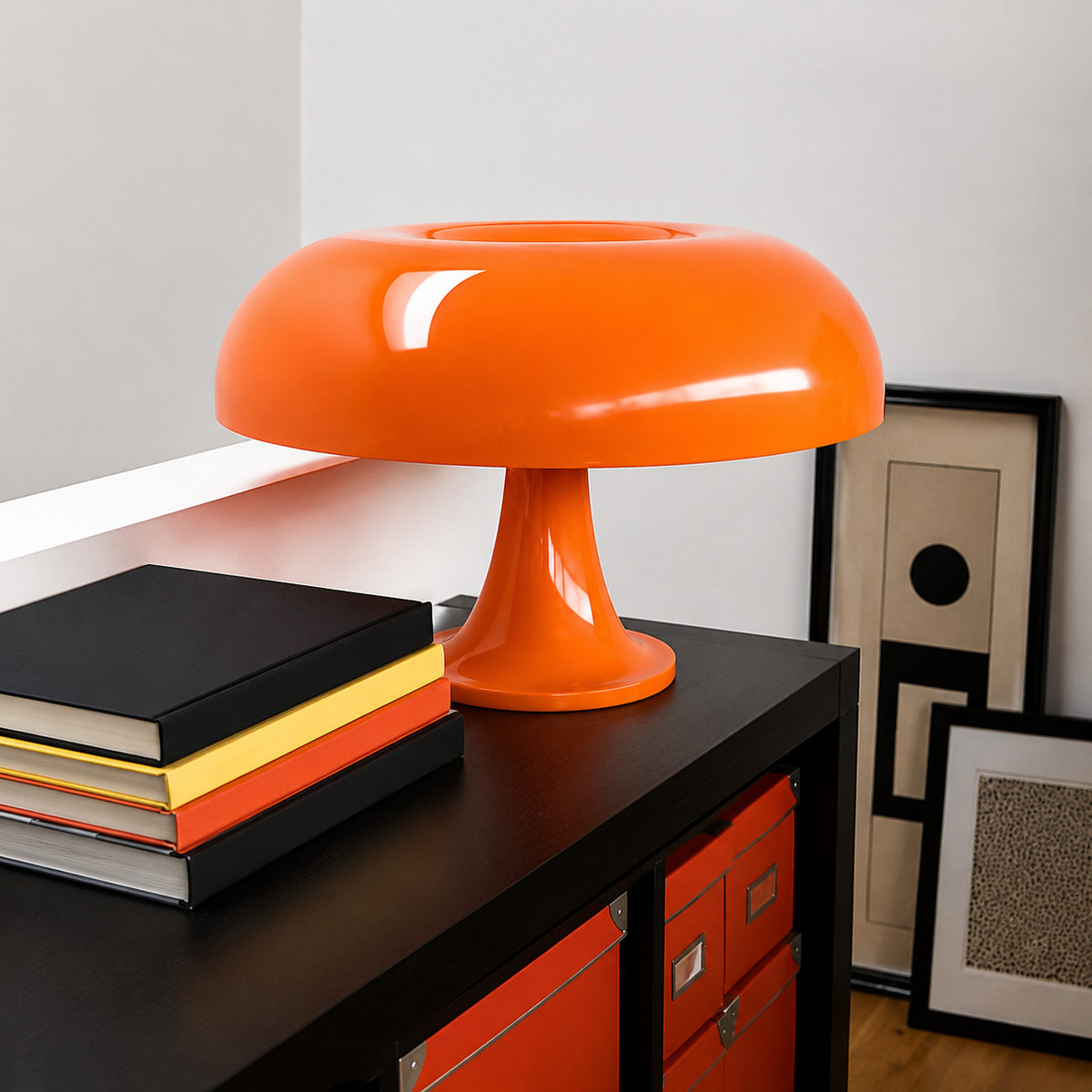 Table Lamp | Scandinavian Mushroom Design, Plastic Dome Shade, White 0