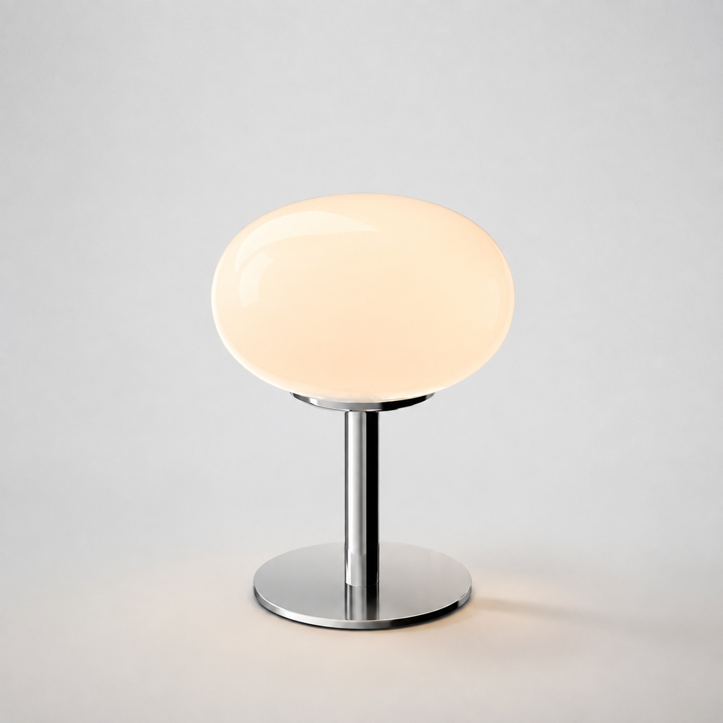 Table Lamp | Sculptural Glass Shade, Polished Metal Base, Orange 6