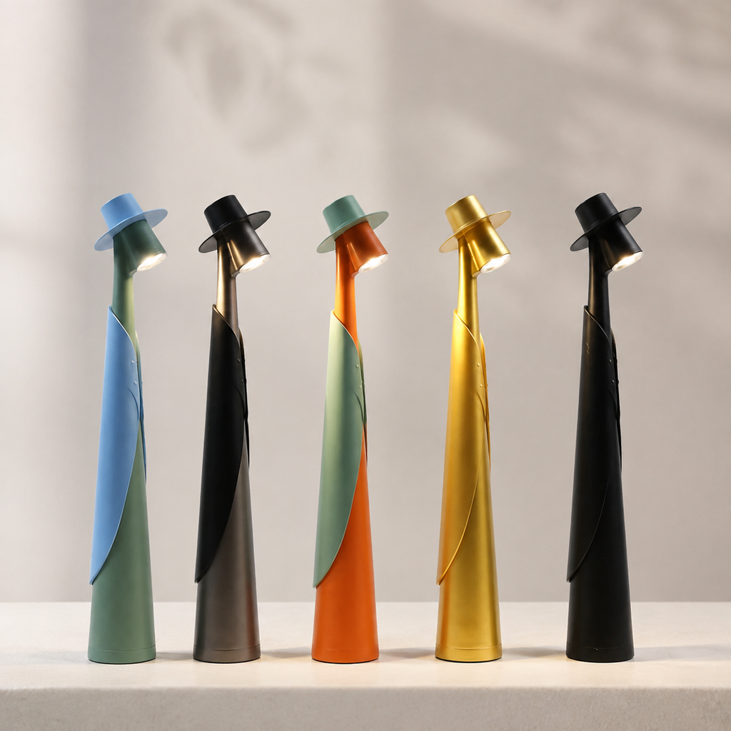 Table Lamp | Sculptural Hat-Shaped Touch Light, Rechargeable LED 2