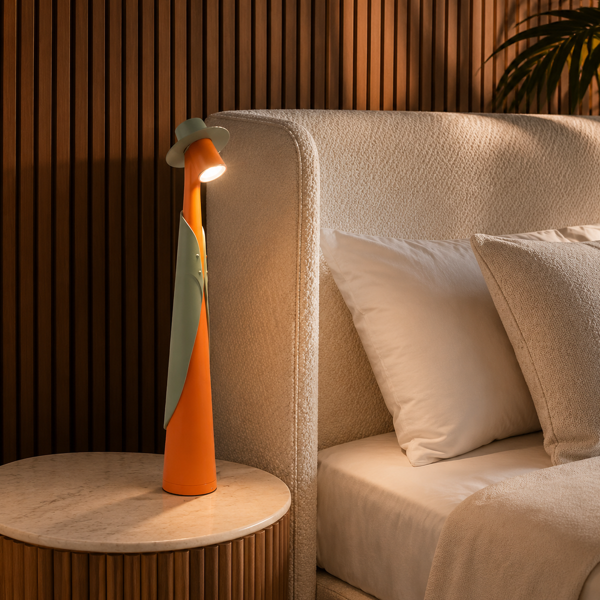 Table Lamp | Sculptural Hat-Shaped Touch Light, Rechargeable LED 5