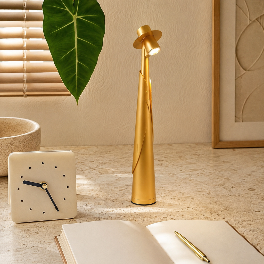 Table Lamp | Sculptural Hat-Shaped Touch Light, Rechargeable LED 8