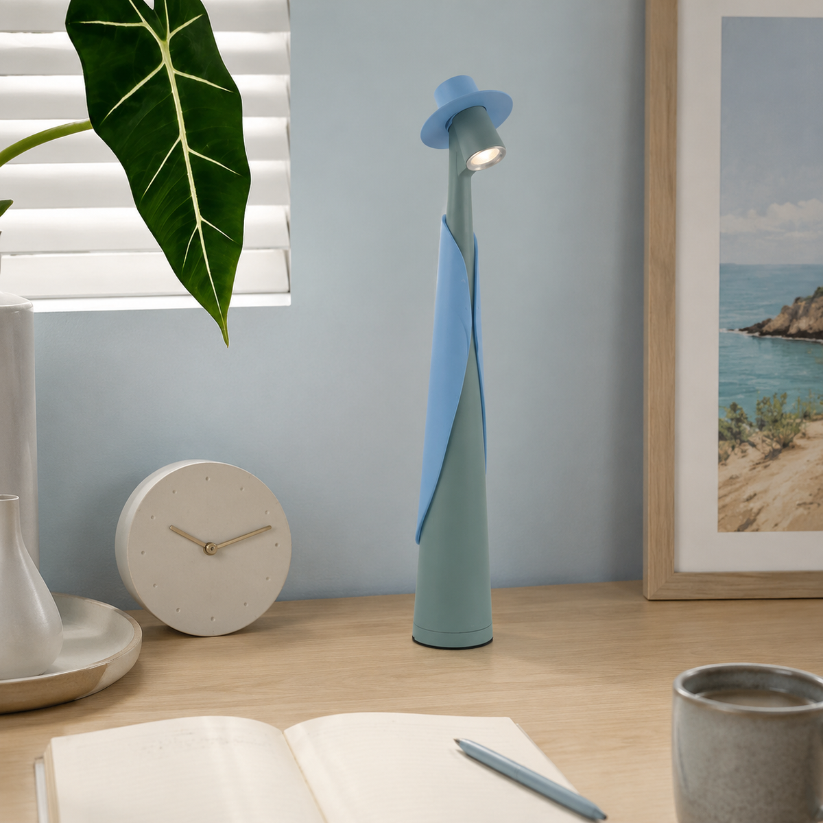 Table Lamp | Sculptural Hat-Shaped Touch Light, Rechargeable LED 9