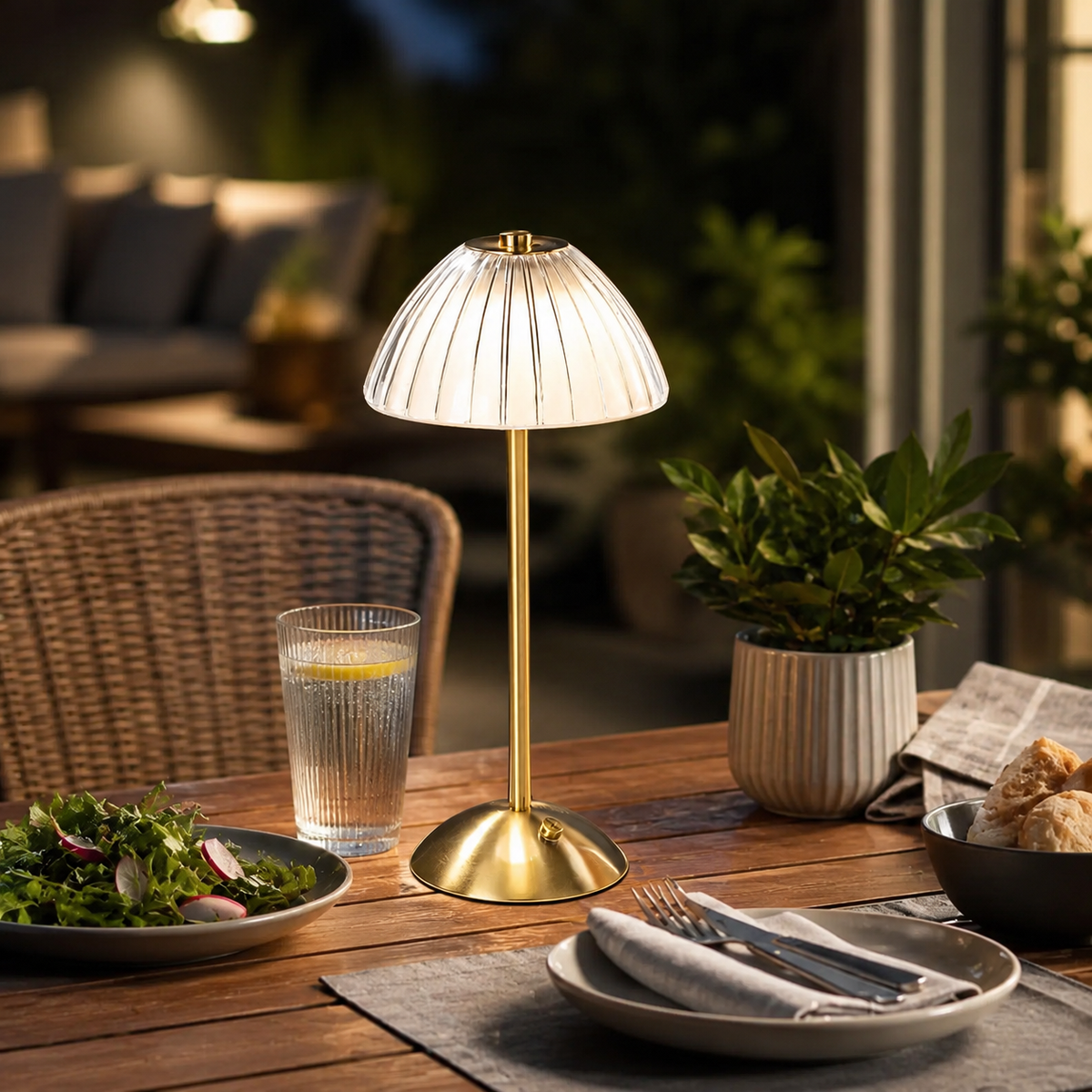 Table Lamp | Touch Dimmable Rechargeable LED, Metal And Acrylic, Gold 5