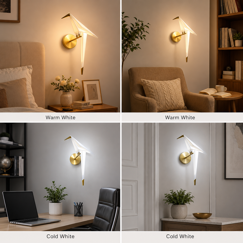 Wall Lamp Decorative Origami Bird Design, Acrylic and Iron, LED Light 2
