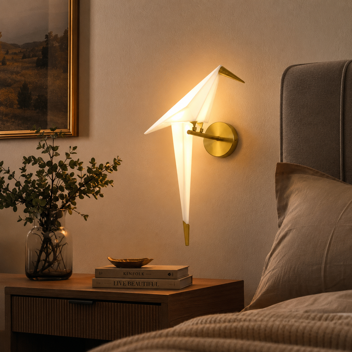 Wall Lamp Decorative Origami Bird Design, Acrylic and Iron, LED Light 4