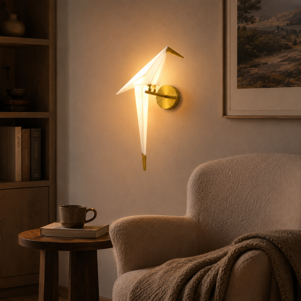 Wall Lamp Decorative Origami Bird Design, Acrylic and Iron, LED Light 5
