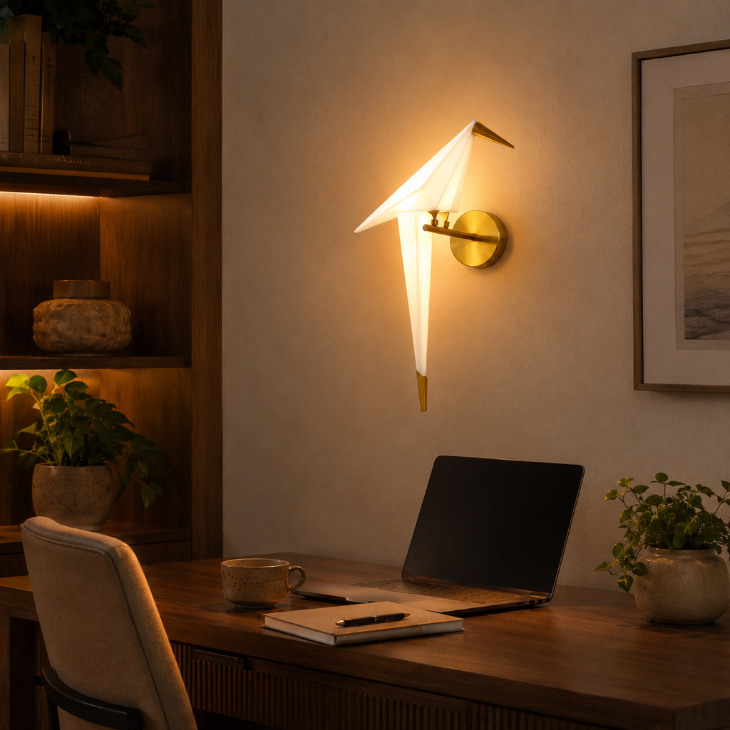 Wall Lamp Decorative Origami Bird Design, Acrylic and Iron, LED Light 6