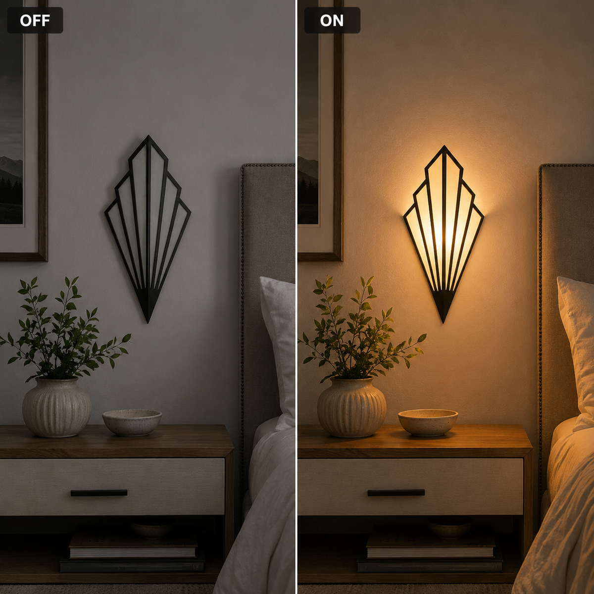 Wall Lamp Geometric Triangular Design, Painted Iron, LED Light 4