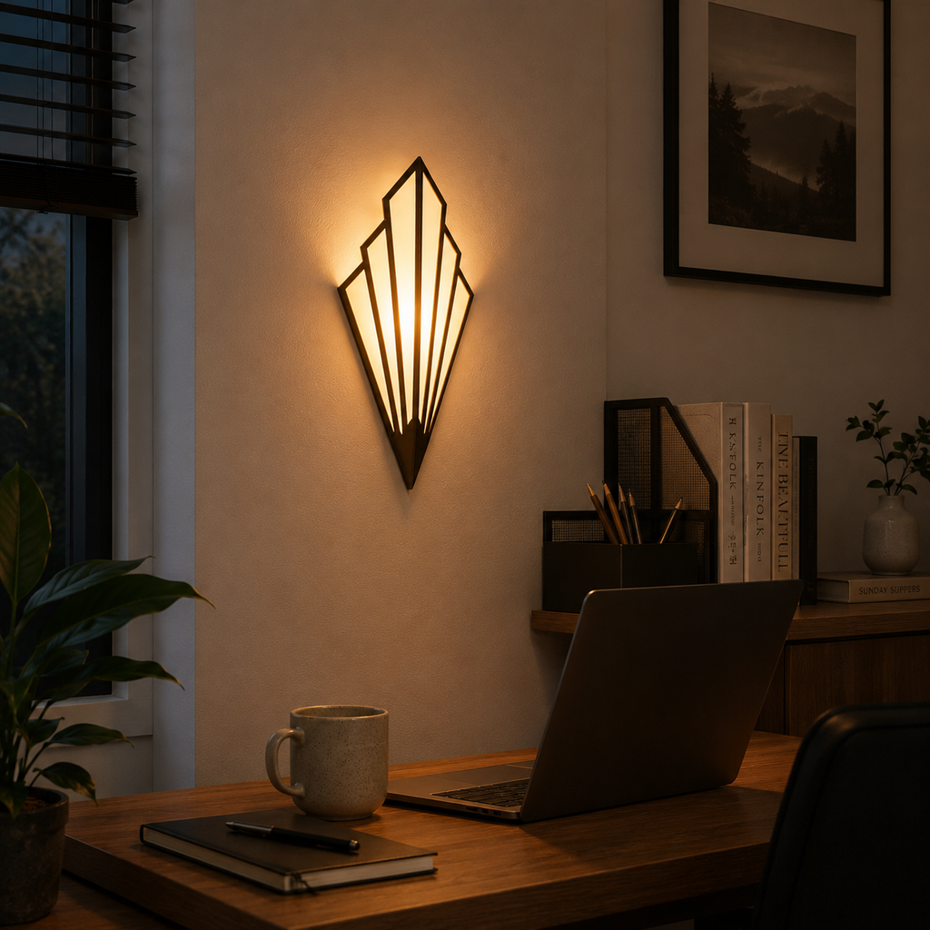 Wall Lamp Geometric Triangular Design, Painted Iron, LED Light 7