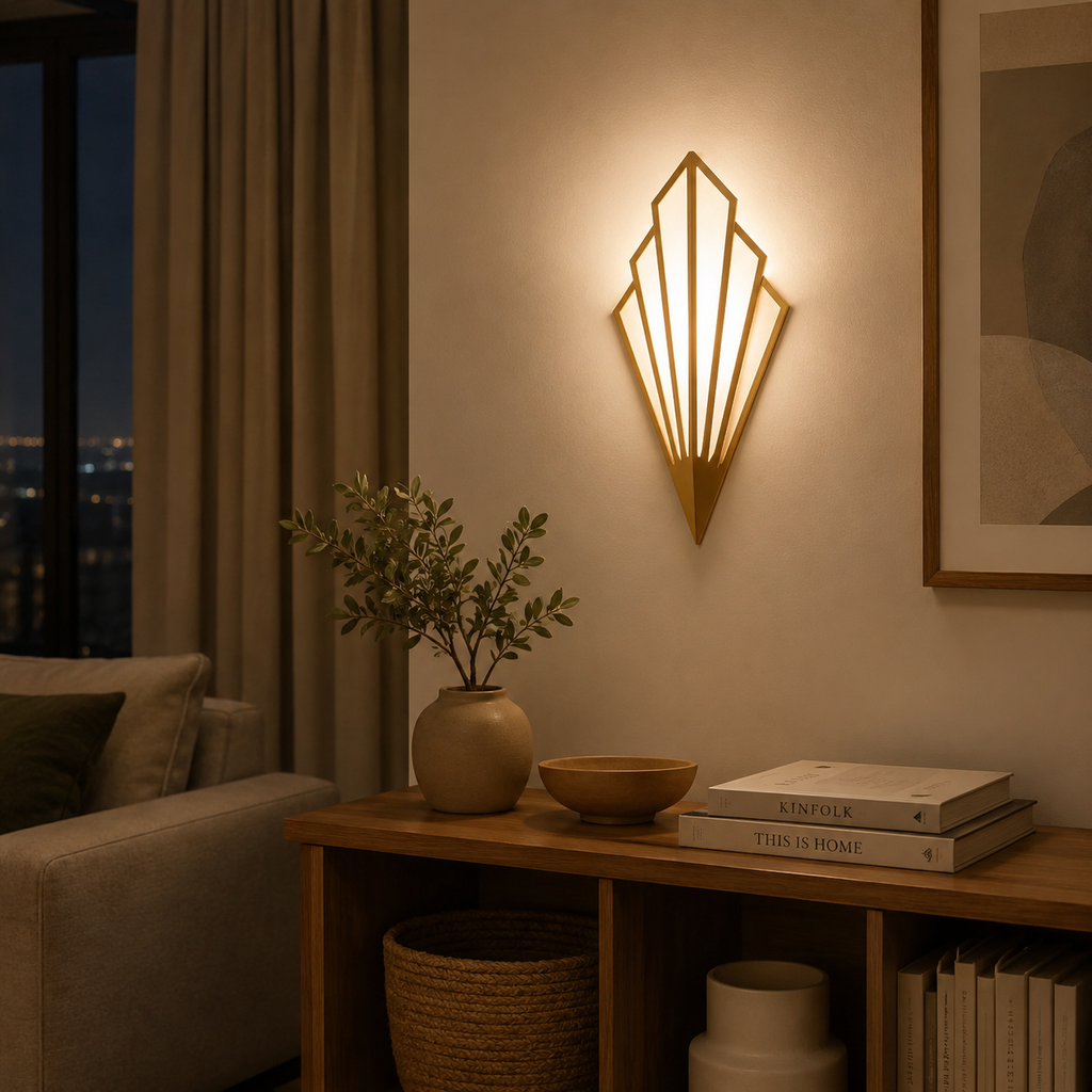 Wall Lamp Geometric Triangular Design, Painted Iron, LED Light 8
