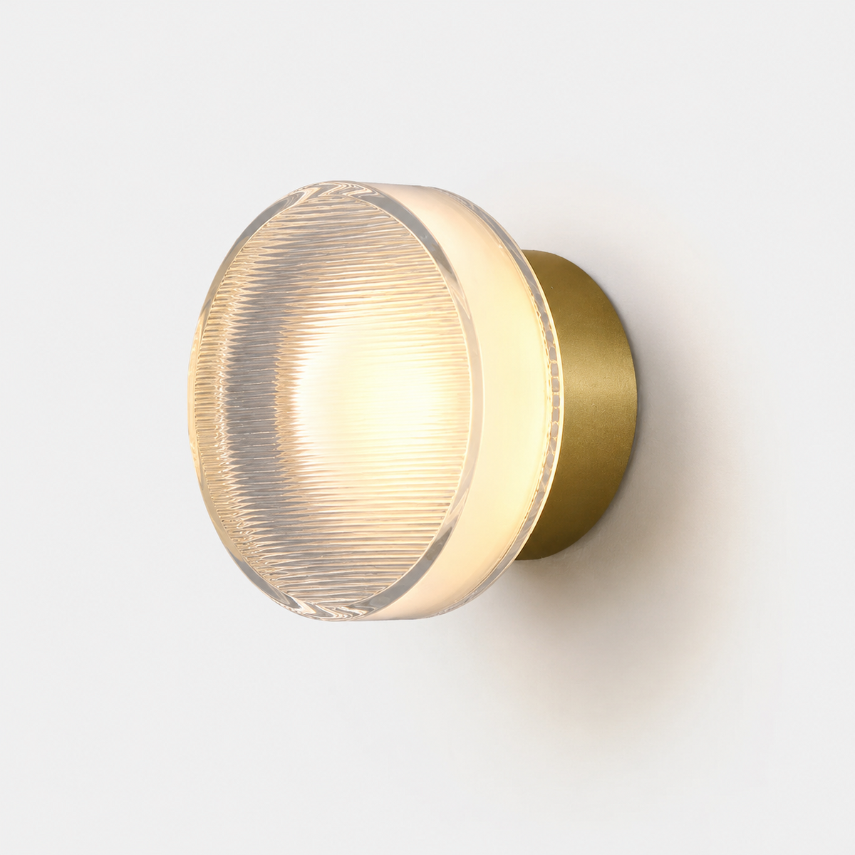 Wall Lamp Round Ribbed Design, Acrylic and Aluminum, Warm White LED Light 3