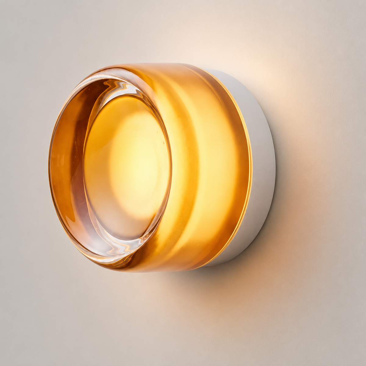 Wall Lamp Round Ribbed Design, Acrylic and Aluminum, Warm White LED Light 4