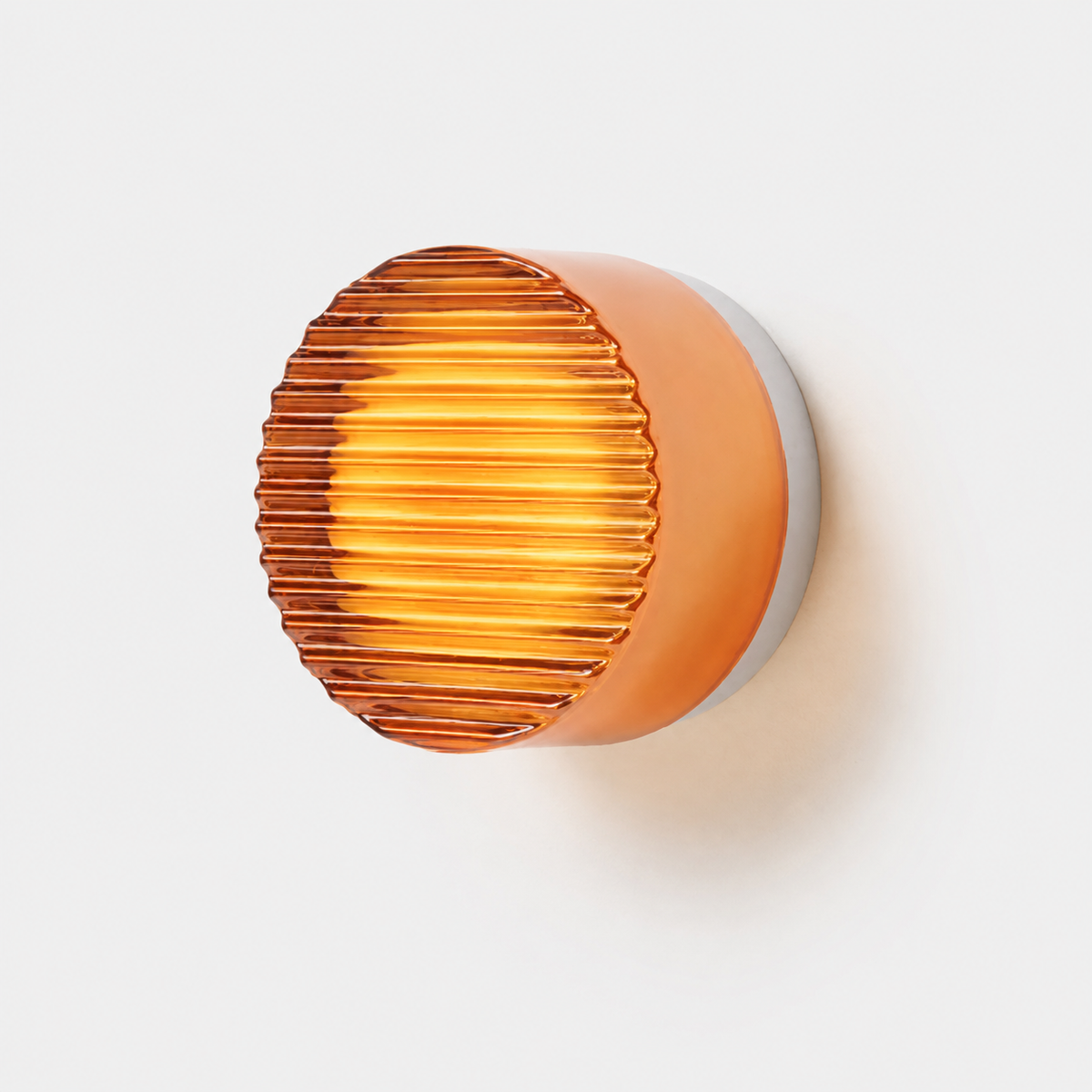 Wall Lamp Round Ribbed Design, Acrylic and Aluminum, Warm White LED Light 5
