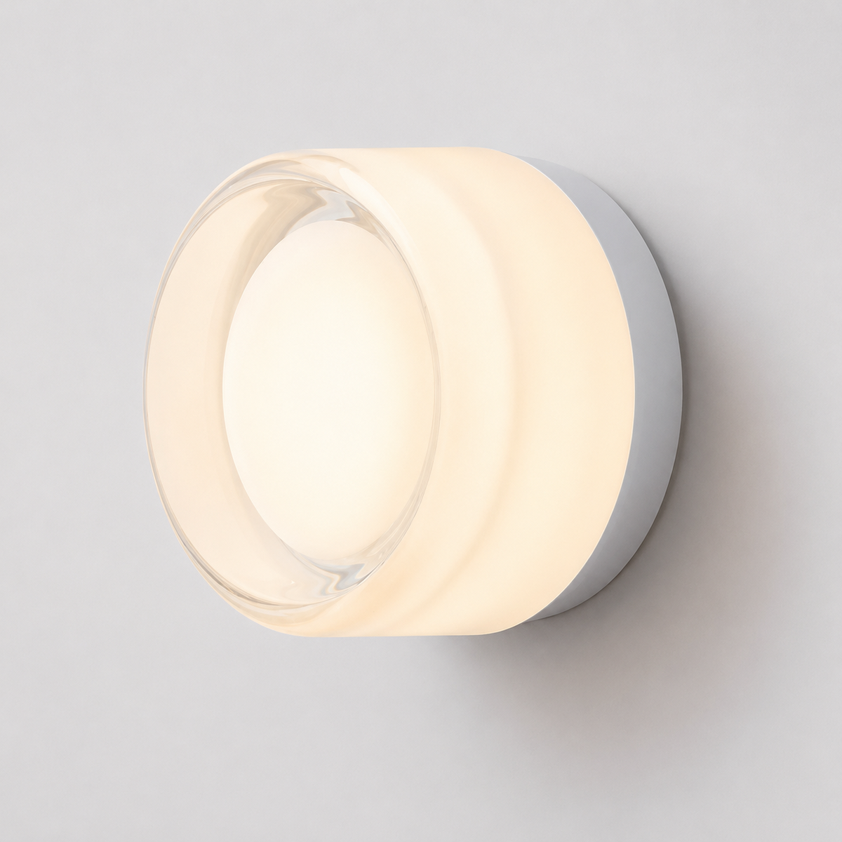 Wall Lamp Round Ribbed Design, Acrylic and Aluminum, Warm White LED Light 7