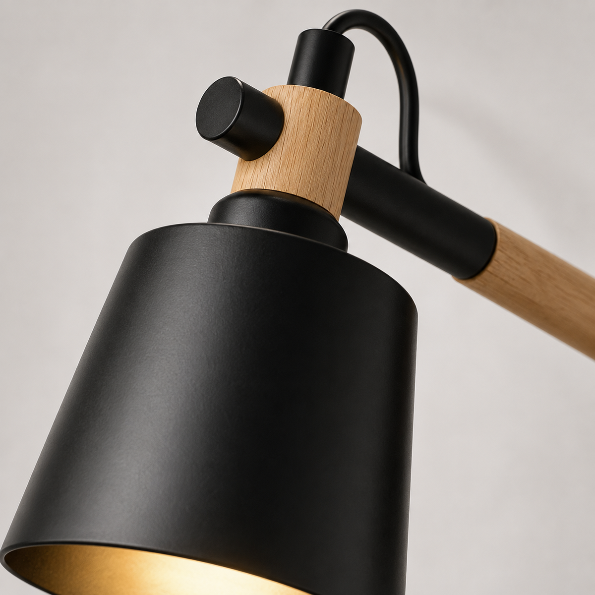 Wall Lamp Scandinavian Cone Design, Solid Wood and Iron, LED Light 8