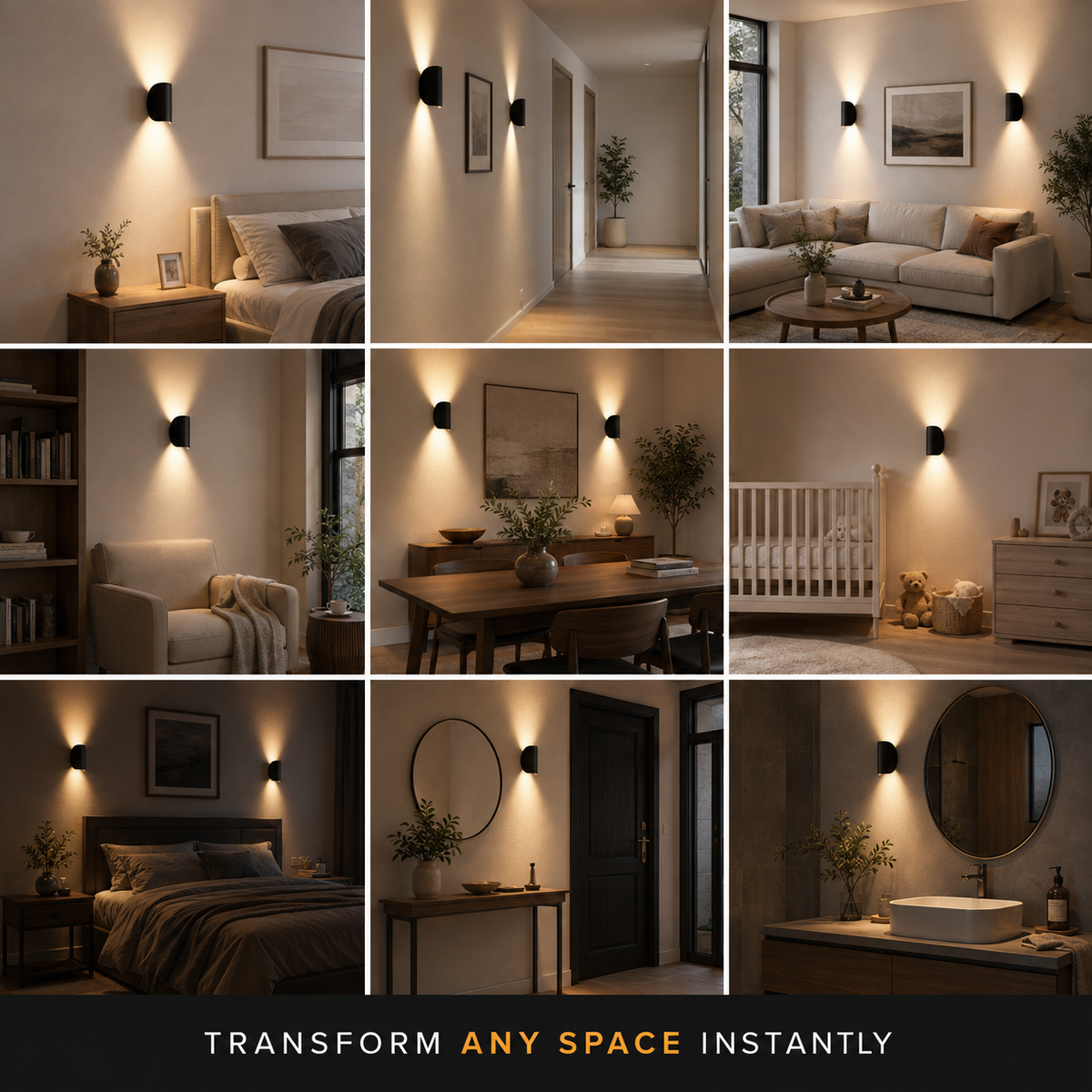 Wall Lamp – Adjustable Up Down Indoor Outdoor Light, Aluminum, Warm White 3000 K 6