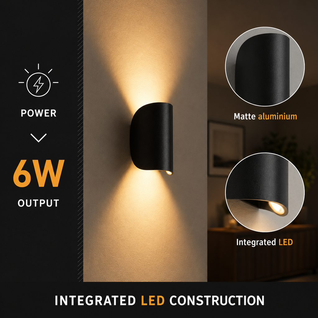 Wall Lamp – Adjustable Up Down Indoor Outdoor Light, Aluminum, Warm White 3000 K 7