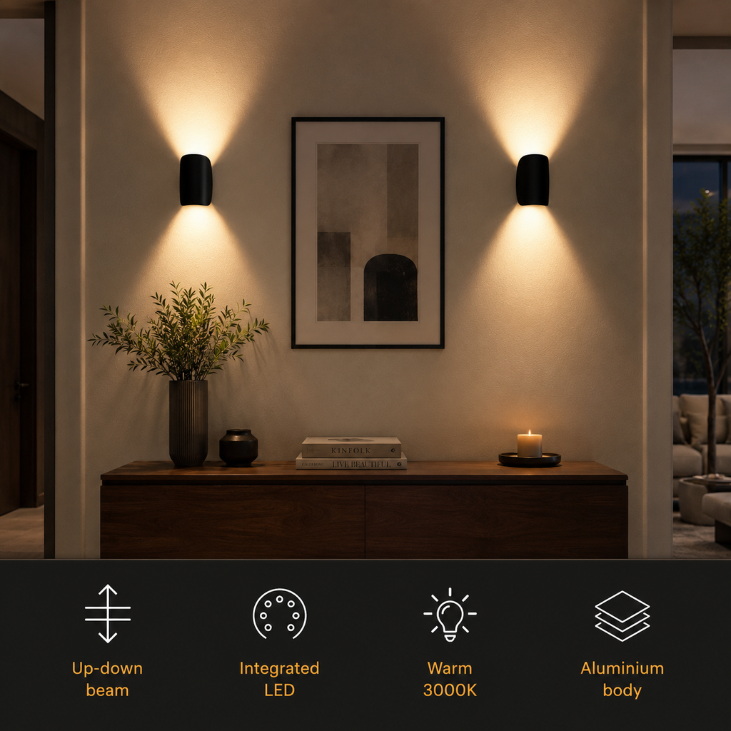 Wall Lamp – Adjustable Up Down Indoor Outdoor Light, Aluminum, Warm White 3000 K 8
