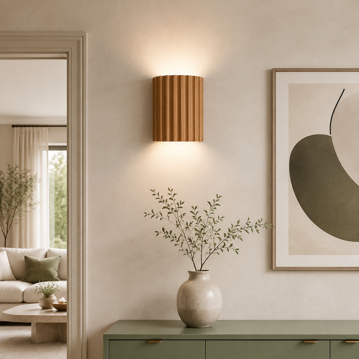 Wall Lamp | Ribbed Sculptural Up And Down Sconce, Resin, White Finish 2